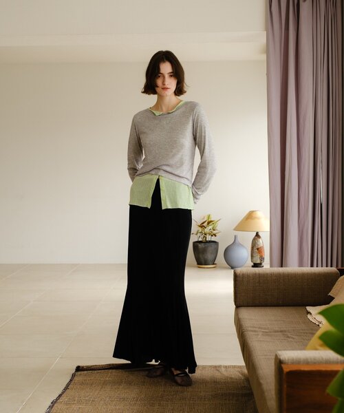 SHENERY(シーナリー)の「シアーリブフレアースカート(スカート・レディース・ブラック/ピンク・38/36)」の8枚目の写真