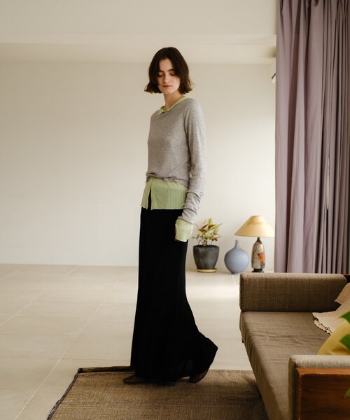 SHENERY(シーナリー)の「シアーリブフレアースカート(スカート・レディース・ブラック/ピンク・38/36)」の9枚目の写真