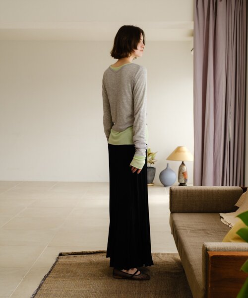 SHENERY(シーナリー)の「シアーリブフレアースカート(スカート・レディース・ブラック/ピンク・38/36)」の11枚目の写真