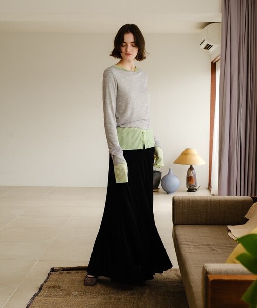 SHENERY(シーナリー)の「シアーリブフレアースカート(スカート・レディース・ブラック/ピンク・38/36)」の12枚目の写真