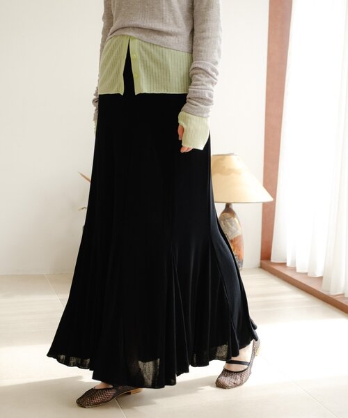 SHENERY(シーナリー)の「シアーリブフレアースカート(スカート・レディース・ブラック/ピンク・38/36)」の16枚目の写真