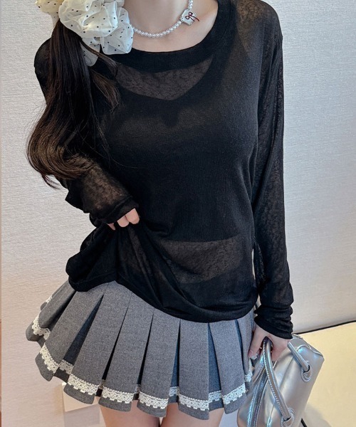 SallyLunn（サリーラン）の「シアーラウンドネックトップス（Tシャツ/カットソー・レディース・イエロー/ホワイト/グリーン/ブラック・MEDIUM/LARGE）」の3枚目の写真