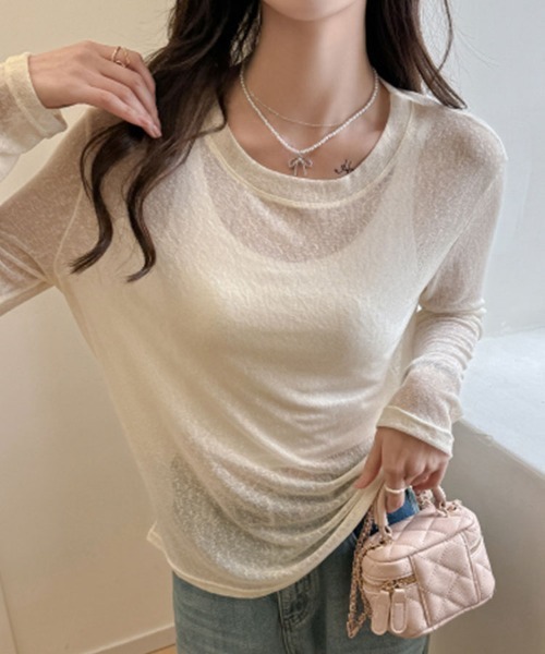 SallyLunn（サリーラン）の「シアーラウンドネックトップス（Tシャツ/カットソー・レディース・イエロー/ホワイト/グリーン/ブラック・MEDIUM/LARGE）」の20枚目の写真