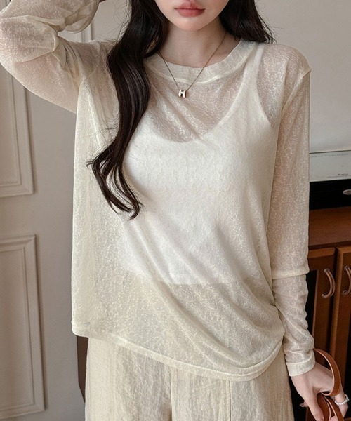 SallyLunn（サリーラン）の「シアーラウンドネックトップス（Tシャツ/カットソー・レディース・イエロー/ホワイト/グリーン/ブラック・MEDIUM/LARGE）」の22枚目の写真