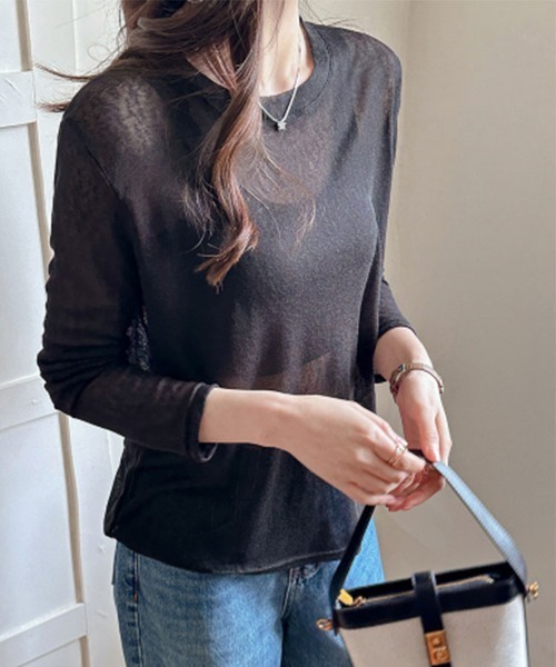SallyLunn（サリーラン）の「シアーラウンドネックトップス（Tシャツ/カットソー・レディース・イエロー/ホワイト/グリーン/ブラック・MEDIUM/LARGE）」の9枚目の写真