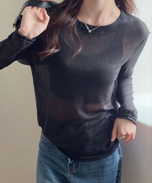 SallyLunn（サリーラン）の「シアーラウンドネックトップス（Tシャツ/カットソー・レディース・イエロー/ホワイト/グリーン/ブラック・MEDIUM/LARGE）」の11枚目の写真