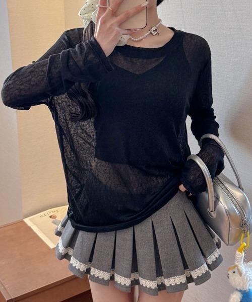 SallyLunn（サリーラン）の「シアーラウンドネックトップス（Tシャツ/カットソー・レディース・イエロー/ホワイト/グリーン/ブラック・MEDIUM/LARGE）」の13枚目の写真