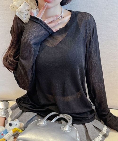 SallyLunn（サリーラン）の「シアーラウンドネックトップス（Tシャツ/カットソー・レディース・イエロー/ホワイト/グリーン/ブラック・MEDIUM/LARGE）」の14枚目の写真