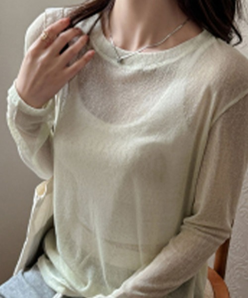 SallyLunn（サリーラン）の「シアーラウンドネックトップス（Tシャツ/カットソー・レディース・イエロー/ホワイト/グリーン/ブラック・MEDIUM/LARGE）」の17枚目の写真