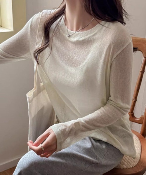 SallyLunn（サリーラン）の「シアーラウンドネックトップス（Tシャツ/カットソー・レディース・イエロー/ホワイト/グリーン/ブラック・MEDIUM/LARGE）」の19枚目の写真