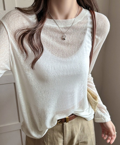 SallyLunn（サリーラン）の「シアーラウンドネックトップス（Tシャツ/カットソー・レディース・イエロー/ホワイト/グリーン/ブラック・MEDIUM/LARGE）」の5枚目の写真