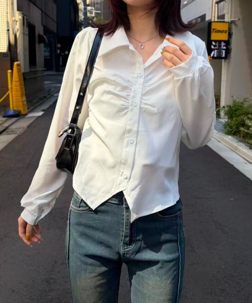mebole(メボレ)の「エアリードレープシャツ(シャツ/ブラウス・レディース・ホワイト/ブルー・FREE)」の7枚目の写真