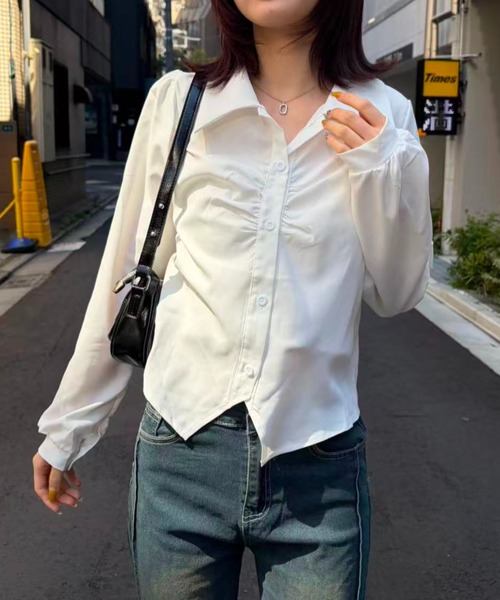 mebole(メボレ)の「エアリードレープシャツ(シャツ/ブラウス・レディース・ホワイト/ブルー・FREE)」の11枚目の写真