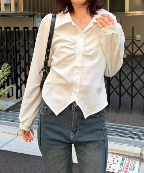 mebole(メボレ)の「エアリードレープシャツ(シャツ/ブラウス・レディース・ホワイト/ブルー・FREE)」の8枚目の写真