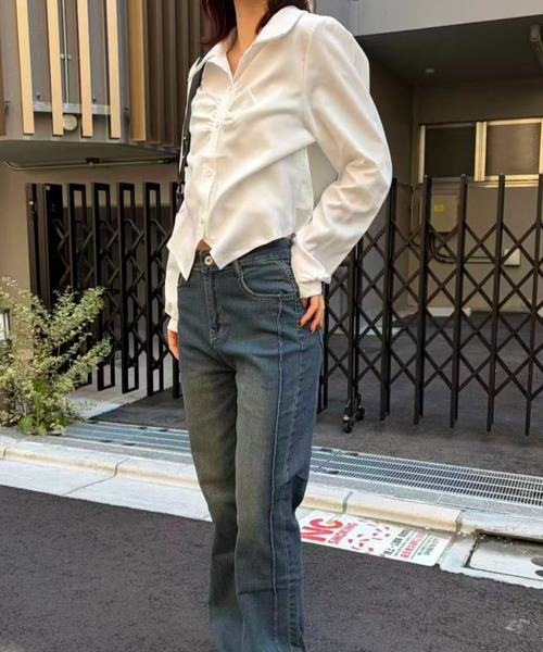 mebole(メボレ)の「エアリードレープシャツ(シャツ/ブラウス・レディース・ホワイト/ブルー・FREE)」の13枚目の写真