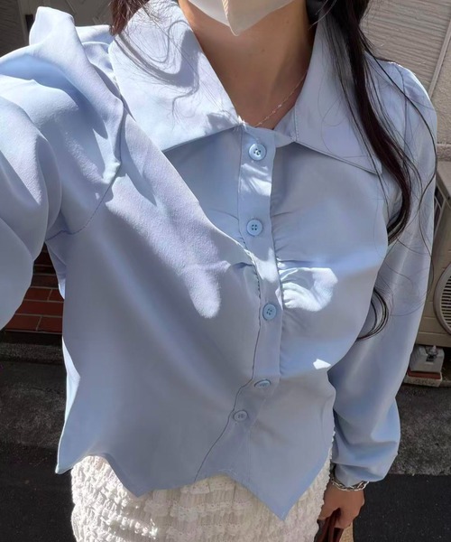 mebole(メボレ)の「エアリードレープシャツ(シャツ/ブラウス・レディース・ホワイト/ブルー・FREE)」の19枚目の写真