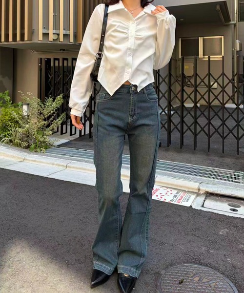 mebole(メボレ)の「エアリードレープシャツ(シャツ/ブラウス・レディース・ホワイト/ブルー・FREE)」の15枚目の写真