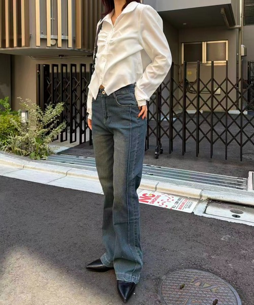 mebole(メボレ)の「エアリードレープシャツ(シャツ/ブラウス・レディース・ホワイト/ブルー・FREE)」の16枚目の写真