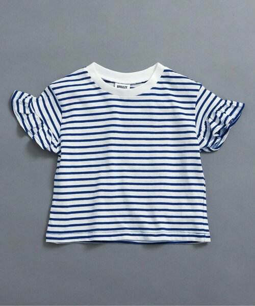 BREEZE(ブリーズ)の「【WEB限定】袖フリルボーダー半袖Tシャツ(Tシャツ/カットソー・キッズ・ブルー/オフホワイト/ピンク/イエロー・90/100/110/120/130/140)」の3枚目の写真