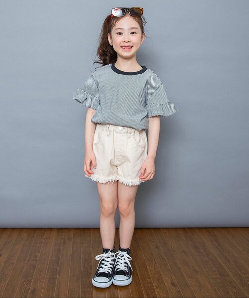 BREEZE(ブリーズ)の「【WEB限定】袖フリルボーダー半袖Tシャツ(Tシャツ/カットソー・キッズ・ブルー/オフホワイト/ピンク/イエロー・90/100/110/120/130/140)」の14枚目の写真