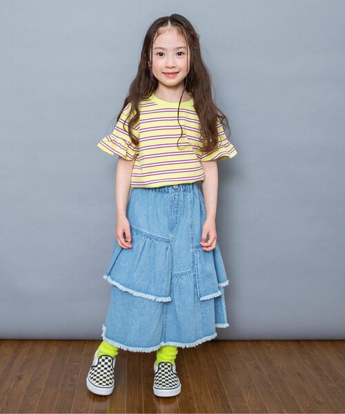 BREEZE(ブリーズ)の「【WEB限定】袖フリルボーダー半袖Tシャツ(Tシャツ/カットソー・キッズ・ブルー/オフホワイト/ピンク/イエロー・90/100/110/120/130/140)」の18枚目の写真