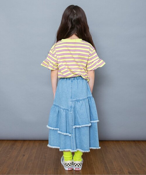 BREEZE(ブリーズ)の「【WEB限定】袖フリルボーダー半袖Tシャツ(Tシャツ/カットソー・キッズ・ブルー/オフホワイト/ピンク/イエロー・90/100/110/120/130/140)」の19枚目の写真