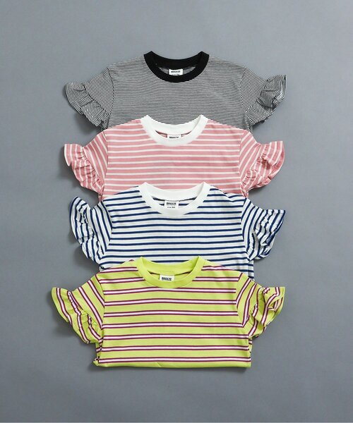 BREEZE(ブリーズ)の「【WEB限定】袖フリルボーダー半袖Tシャツ(Tシャツ/カットソー・キッズ・ブルー/オフホワイト/ピンク/イエロー・90/100/110/120/130/140)」の20枚目の写真