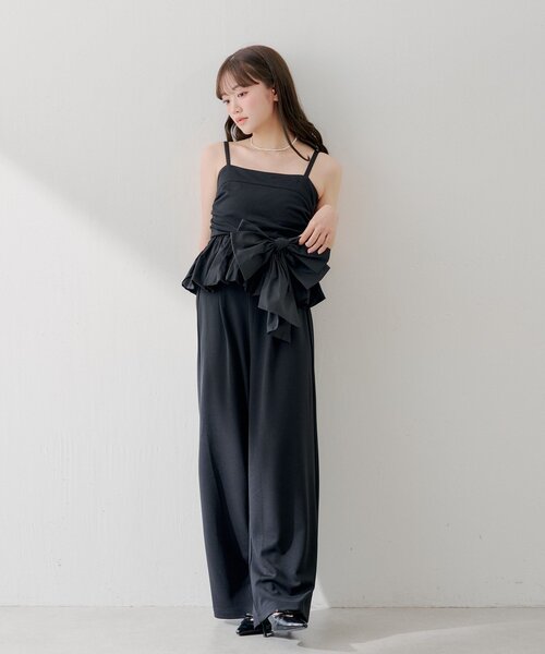 Chico（チコ）の「マルチウェイビッグリボンバルーンペプラムコンビネゾン（つなぎ/オールインワン・レディース・ブラック/グレー系その他・FREE）」の4枚目の写真