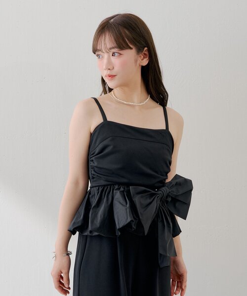 Chico（チコ）の「マルチウェイビッグリボンバルーンペプラムコンビネゾン（つなぎ/オールインワン・レディース・ブラック/グレー系その他・FREE）」の5枚目の写真