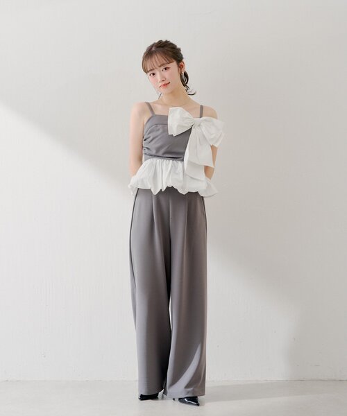 Chico（チコ）の「マルチウェイビッグリボンバルーンペプラムコンビネゾン（つなぎ/オールインワン・レディース・ブラック/グレー系その他・FREE）」の13枚目の写真