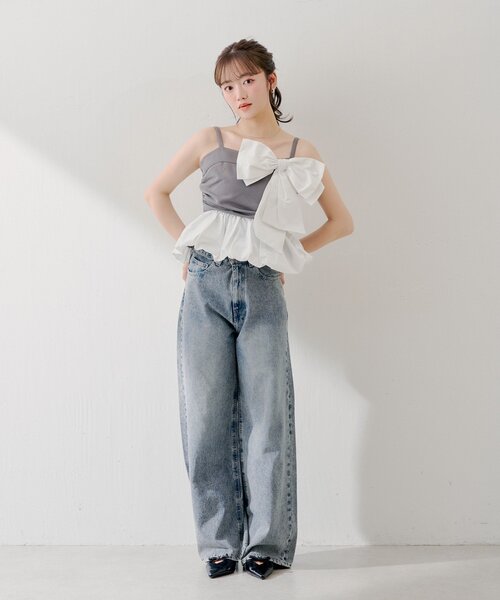 Chico（チコ）の「マルチウェイビッグリボンバルーンペプラムコンビネゾン（つなぎ/オールインワン・レディース・ブラック/グレー系その他・FREE）」の16枚目の写真