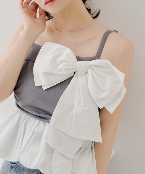 Chico（チコ）の「マルチウェイビッグリボンバルーンペプラムコンビネゾン（つなぎ/オールインワン・レディース・ブラック/グレー系その他・FREE）」の17枚目の写真