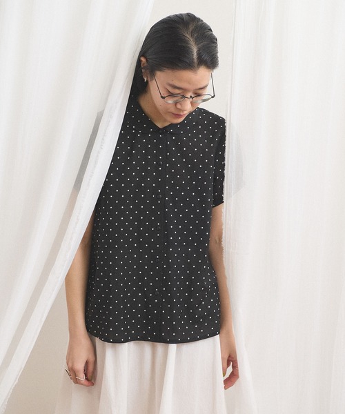 fig London(フィグロンドン)の「_CottonCupra lawn blouse(シャツ/ブラウス・レディース・ドット/レッド・FREE)」の10枚目の写真