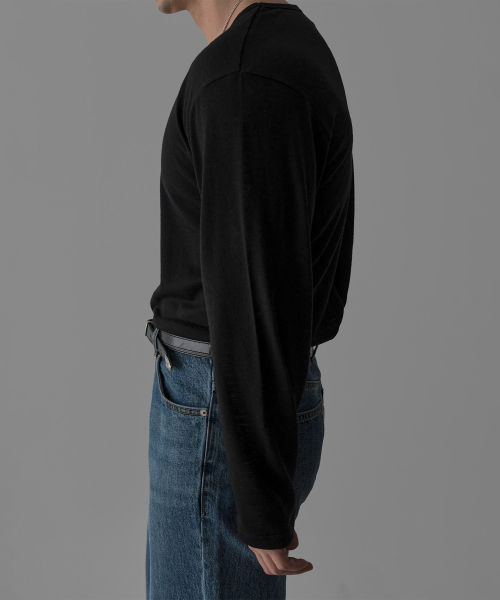 BOWLOW PRODUCT（バウロープロダクト）の「クロップレイヤード長袖Tシャツ[ブラック]（Tシャツ/カットソー・メンズ・その他・MEDIUM/LARGE/X-LARGE）」の4枚目の写真