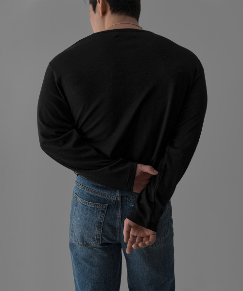 BOWLOW PRODUCT（バウロープロダクト）の「クロップレイヤード長袖Tシャツ[ブラック]（Tシャツ/カットソー・メンズ・その他・MEDIUM/LARGE/X-LARGE）」の5枚目の写真