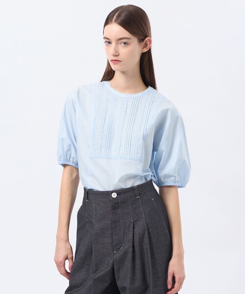 MACKINTOSH PHILOSOPHY（ﾏｯｷﾝﾄｯｼｭ ﾌｨﾛｿﾌｨｰ）の「フロントレースブラウス（シャツ/ブラウス・レディース・ベージュ系その他/ブルー/オフホワイト・36/38）」の3枚目の写真