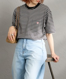 [DANTON/ダントン] ワンポイントロゴ ボーダーポケットTシャツ