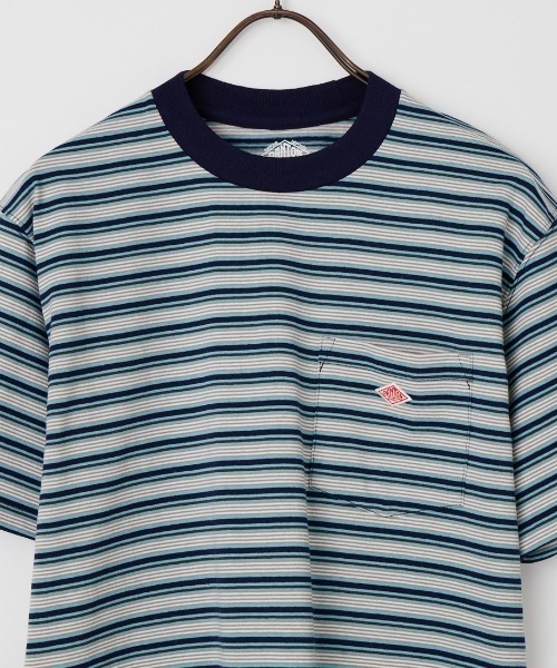 DANTON（ダントン）の「[DANTON/ダントン] ワンポイントロゴ ボーダーポケットTシャツ（Tシャツ/カットソー・レディース・ベージュ/キナリ/ブルー/チャコールグレー・M/XL/L/S）」の9枚目の写真