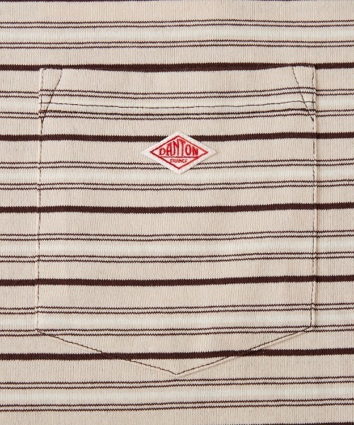 DANTON（ダントン）の「[DANTON/ダントン] ワンポイントロゴ ボーダーポケットTシャツ（Tシャツ/カットソー・レディース・ベージュ/キナリ/ブルー/チャコールグレー・M/XL/L/S）」の7枚目の写真