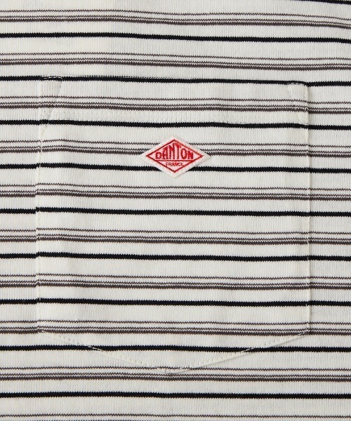 DANTON（ダントン）の「[DANTON/ダントン] ワンポイントロゴ ボーダーポケットTシャツ（Tシャツ/カットソー・レディース・ベージュ/キナリ/ブルー/チャコールグレー・M/XL/L/S）」の5枚目の写真