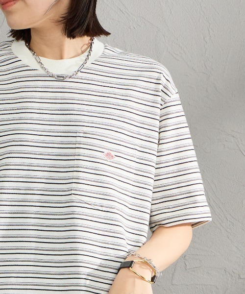 DANTON（ダントン）の「[DANTON/ダントン] ワンポイントロゴ ボーダーポケットTシャツ（Tシャツ/カットソー・レディース・ベージュ/キナリ/ブルー/チャコールグレー・M/XL/L/S）」の22枚目の写真