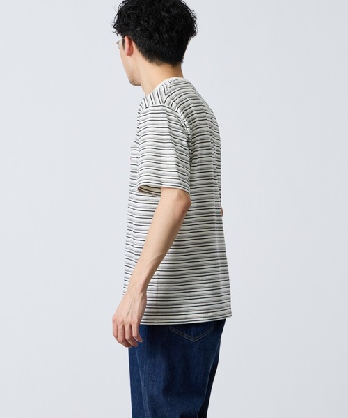 DANTON（ダントン）の「[DANTON/ダントン] ワンポイントロゴ ボーダーポケットTシャツ（Tシャツ/カットソー・レディース・ベージュ/キナリ/ブルー/チャコールグレー・M/XL/L/S）」の19枚目の写真