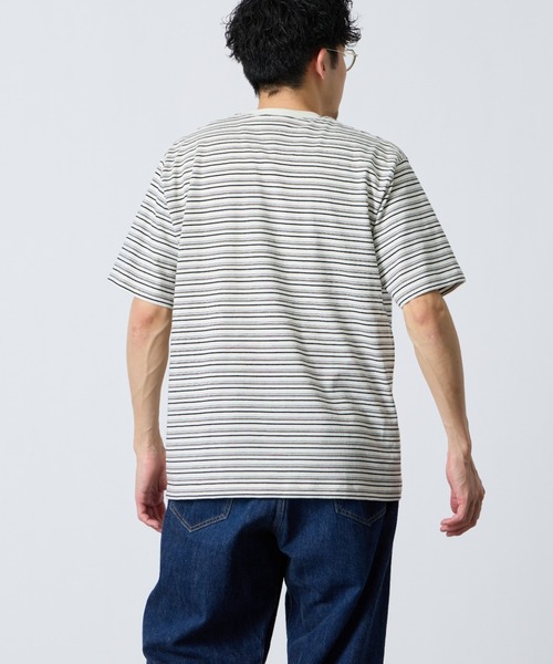 DANTON（ダントン）の「[DANTON/ダントン] ワンポイントロゴ ボーダーポケットTシャツ（Tシャツ/カットソー・レディース・ベージュ/キナリ/ブルー/チャコールグレー・M/XL/L/S）」の18枚目の写真