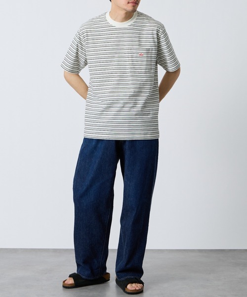 DANTON（ダントン）の「[DANTON/ダントン] ワンポイントロゴ ボーダーポケットTシャツ（Tシャツ/カットソー・レディース・ベージュ/キナリ/ブルー/チャコールグレー・M/XL/L/S）」の14枚目の写真