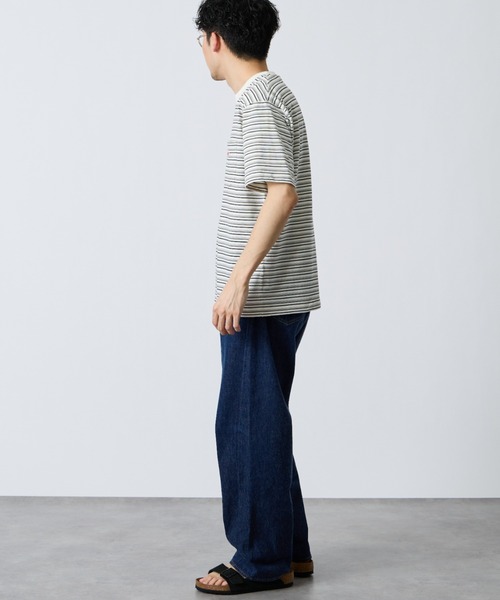 DANTON（ダントン）の「[DANTON/ダントン] ワンポイントロゴ ボーダーポケットTシャツ（Tシャツ/カットソー・レディース・ベージュ/キナリ/ブルー/チャコールグレー・M/XL/L/S）」の16枚目の写真