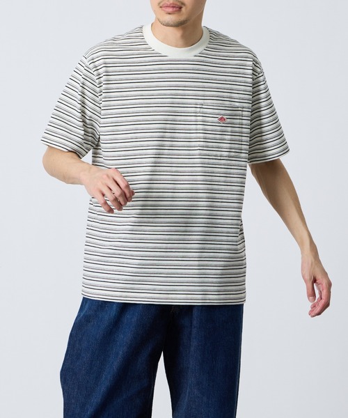 DANTON（ダントン）の「[DANTON/ダントン] ワンポイントロゴ ボーダーポケットTシャツ（Tシャツ/カットソー・レディース・ベージュ/キナリ/ブルー/チャコールグレー・M/XL/L/S）」の20枚目の写真