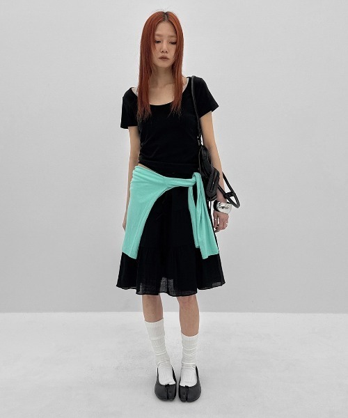 BLACKUP（ブラックアップ）の「[MADE] エディナワイドUネック半袖Tシャツ（Tシャツ/カットソー・レディース・グレー/ブラック/ライトブルー・FREE）」の15枚目の写真