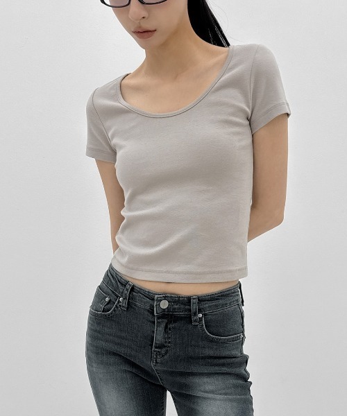 BLACKUP（ブラックアップ）の「[MADE] エディナワイドUネック半袖Tシャツ（Tシャツ/カットソー・レディース・グレー/ブラック/ライトブルー・FREE）」の19枚目の写真