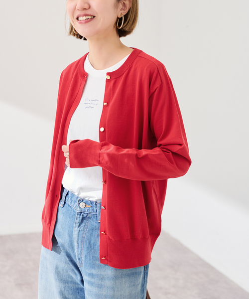 FRAMeWORK(フレームワーク)の「CO/PL 18Gクルーカーディガン(カーディガン/ボレロ・レディース・イエロー/ベージュ/レッド/ブラック・FREE)」の4枚目の写真