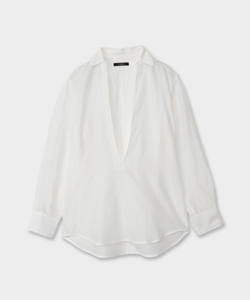 DEEP V NECK COTTON SILK SHIRT